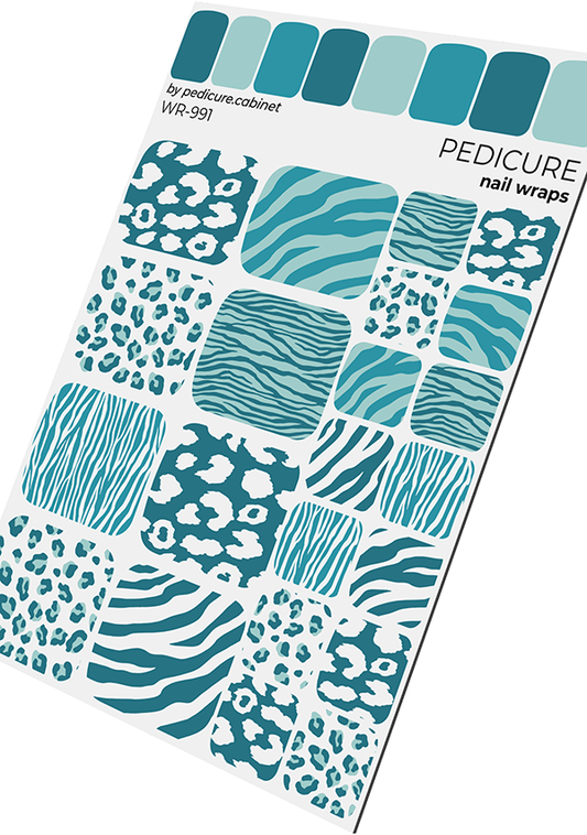 Pedicure Mix animal. Turquoise. Nail wrap WR-991