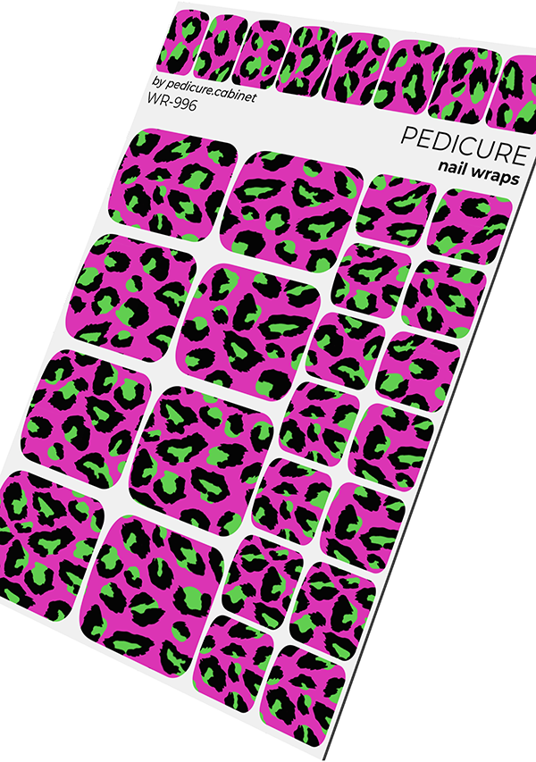 Pedicure Leo large. Pink green. Nail wrap WR-996