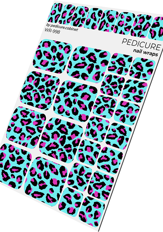 Pedicure Leo large. Blue pink. Nail wrap WR-998